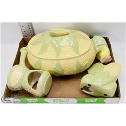 CORN SET INCL, BOWL S&P, NAPKIN HOLDER, AND BUTTER