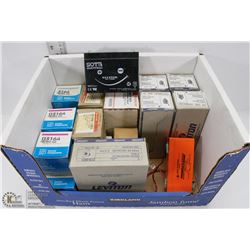 BOX OF NEW ELECTRICAL INCL RELAYS, CONTROL