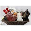 Image 1 : BASKET OF HOUSE & OFFICE ITEMS INCL HEATER, CLOCK,