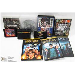 SEGA GENESIS GAMES , HARRY POTTER DVDS, PS3 GAMES