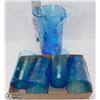 Image 1 : BLUE GLASS SET WITH PICTURE