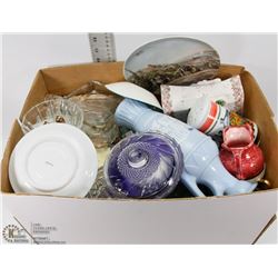 #47) BOX OF CRYSTAL AND ASSORTED CHINA