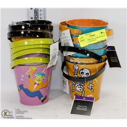LOT OF 11 MINI HALLOWEEN METAL BUCKETS - NEW WITH