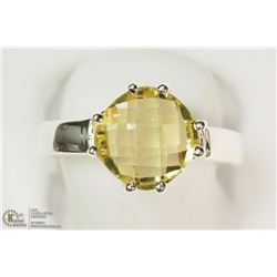 STERLING SILVER GENUINE LEMON QUARTZ RING SIZE 7