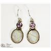 Image 1 : STERLING SILVER MOONSTONE & AMETHYST EARRINGS