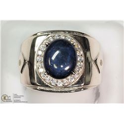 STERLING SILVER BLUE SAPPHIRE RING SIZE 8.75