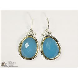 STERLING SILVER LARGE CHALCEDONY EARRINGS