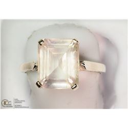 STERLING SILVER ROSE QUARTZ RING SIZE 6.75