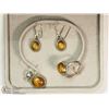 Image 2 : STERLING SILVER TIGER'S EYE SET INCL