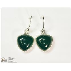 STERLING SILVER GREEN ONYX EARRINGS