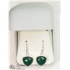 Image 2 : STERLING SILVER GREEN ONYX EARRINGS