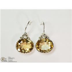 STERLING SILVER LARGE CITRINE EARRINGS