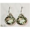 Image 1 : STERLING SILVER LARGE GREEN AMETHYST EARRINGS