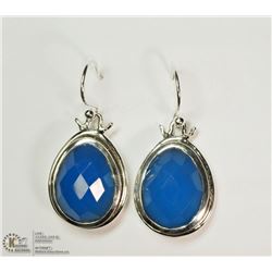 STERLING SILVER LARGE CHALCEDONY EARRINGS