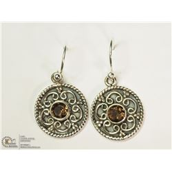 STERLING SILVER SMOKEY QUARTZ EARRINGS