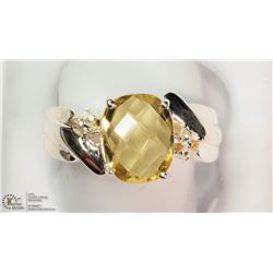 STERLING SILVER LEMON QUARTZ RING SIZE 7.25