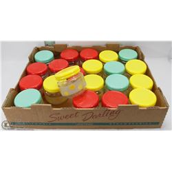 FLAT OF SMALL LIDDED JARS