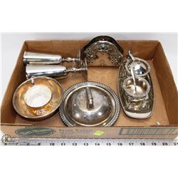 FLAT OF SILVER PLATED SERVEWARE INCL CREAM &