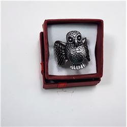 3) SILVER TONE OWL RING