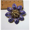 Image 1 : 9)  VINTAGE GOLD TONE & MAUVE ENAMEL
