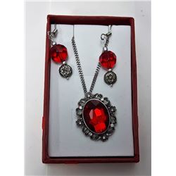 2 - VINTAGE RED & CLEAR CRYSTAL PENDANT