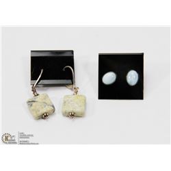 2 PAIRS OF STERLING SILVER EARRINGS W/ SEMI