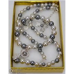 FAUX PEARL SET INCL NECKLACE BRACELET AND EARRINGS