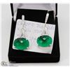 Image 1 : #2-CHROME DIOPSIDE, WHITE TOPAZ GEMSTONE  EARRINGS