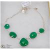 Image 1 : #1-CHROME DIOPSIDE, WHITE TOPAZ GEMSTONE NECKLACE