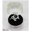 Image 1 : #3-CHROME DIOPSIDE, WHITE TOPAZ GEMSTONE  RING