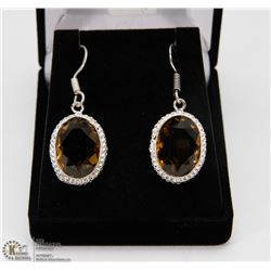 #13-SMOKEY TOPAZ GLAMOURS GEMSTONE EARRINGS