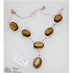#11-SMOKEY TOPAZ GLAMOURS GEMSTONE NECKLACE