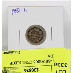 1881-H -SILVER 5 CENT PIECE CANADA