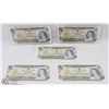 Image 1 : LOT OF FIVE 1973 BANK OF CANADA $1 UNCIRCULATED