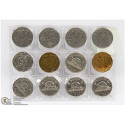 COLLECTION OF 12 CANADIAN 5 CENT COINS