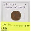Image 1 : 1902 US INDIAN HEAD PENNY