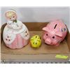 Image 1 : LOT OF JAPAN MADE COOKIE JAR AND 2 PIGGY BANKS