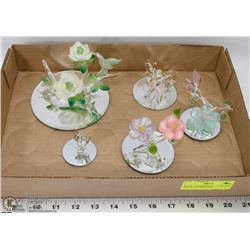 SET OF 5 ORNAMENTAL GLASS AND PORCELAIN PIECES ON
