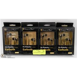 LOT OF 4 HI-FIDELITY EARBUD HEADPHONES