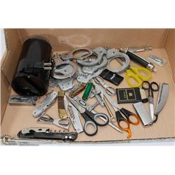 FLAT OF LIGHTERS, SCISSORS, AND MORE