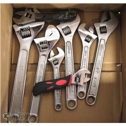 BOX OF 8 ADJUSTABLE WRENCHES 12" - 6"