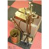 Image 1 : 1) VINTAGE BRASS FIRE PLACE SET INCL 5 TOOLS,