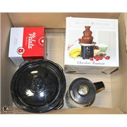 LOT WITH FONDUE MAKER, VELATA, CANNING POT AND