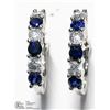 Image 1 : 1) STERLING SILVER SAPPHIRE HOOP EARRINGS