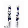 Image 3 : 1) STERLING SILVER SAPPHIRE HOOP EARRINGS