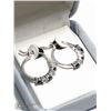 Image 4 : 1) STERLING SILVER SAPPHIRE HOOP EARRINGS