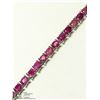 Image 1 : 2) STERLING SILVER ENHANCED RUBIES BRACELET