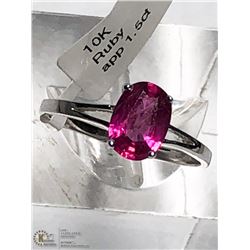 5) 10KT GOLD ENHANCED RUBY RING SIZE 6.75
