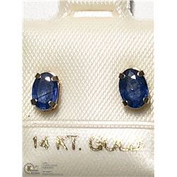 6) 14KT GOLD BLUE SAPPHIRE EARRINGS