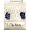 Image 1 : 6) 14KT GOLD BLUE SAPPHIRE EARRINGS